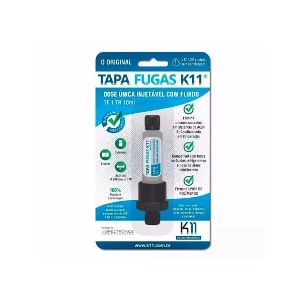 Tapa Fugas K11 para Ar Condicionado e Refrigeração 10ml Dose Única 1 Tapa Fugas K11 para Ar Condicionado e Refrigeração 10ml Dose Única