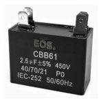 Capacitor Permanente EOS 1uF 450V - 4 Terminais para Ventilador e Motor Elétrico para Ar Condicionado