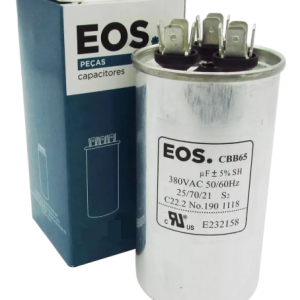 Capacitor Duplo 35+2.5uF 440V Corpo Alumínio EOS - Para Motor Ar Condicionado